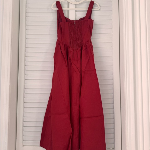 NWOT Reformation Balia Linen Midi / Maxi Dress in Sundried Tomato Red - Picture 11 of 14